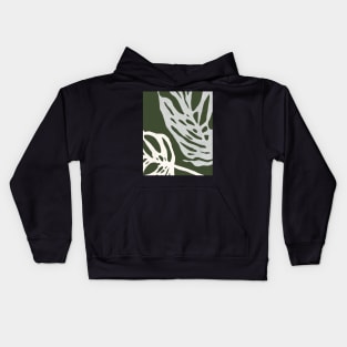 Dark green monstera leaves Kids Hoodie